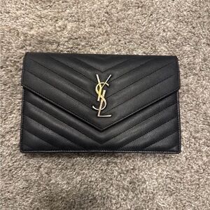 Yves Saint Laurent Black Chevron Clutch